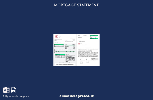 estratto conto del mutuo bancario Slovenia Addiko in stile verificato nel modell